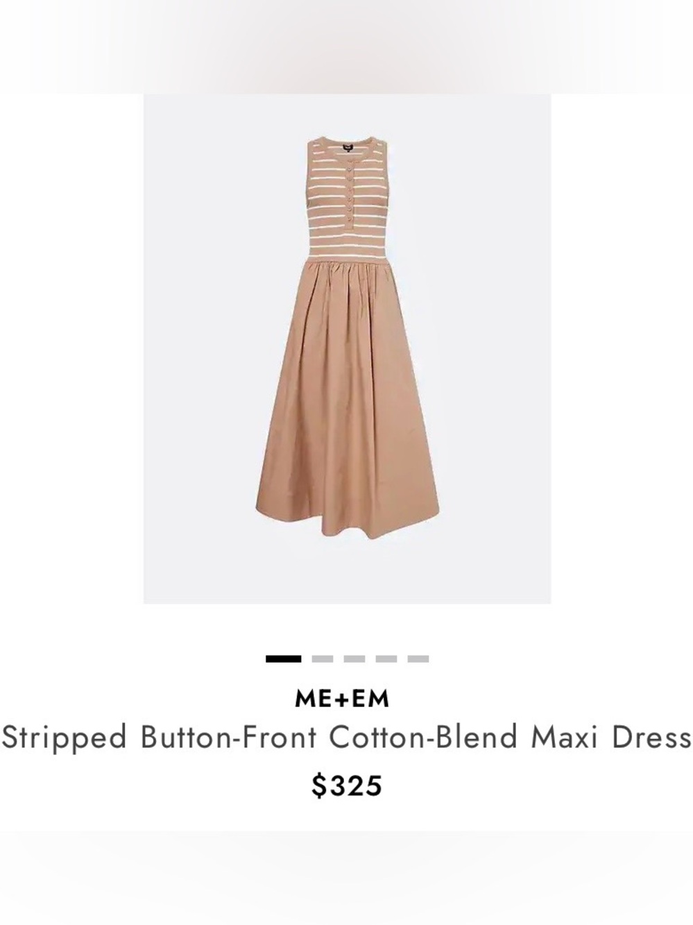 ME + EM Striped Maxi Dress 6 Brown White Fit Flare Coastal French Girl Vacation - Picture 6 of 16